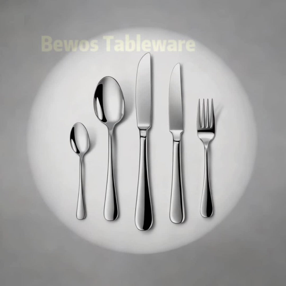Juego de vajilla de acero inoxidable de 60 piezas para 12 personas con cuchillos, tenedores y cucharas. Ideal para restaurantes, fiestas, bodas, artesanía clásica de tiras. Mangos ergonómicos y diseño de alta calidad. Agarre cómodo. Lavable con lavavajill