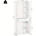 1pc Archivador Vertical, Gabinete con Puertas de Cajones, Gabinete de Almacenamiento Multifuncional, Gabinete de Oficina, Armario, Gabinete Alto, Blanco