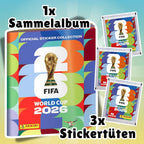 Set de inicio Panini Copa Mundial de la FIFA 2026 – Álbum de coleccionista de tapa blanda con 3 paquetes de pegatinas
