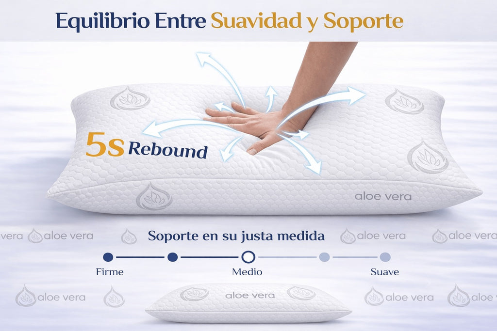 COMFORT SLEEP | Almohada Viscoelástica Aloe Vera con núcleo ajustable y funda transpirable para cuello y descanso diario – Almohada viscoelástica made in Spain para dormir de lado, boca arriba o boca abajo
