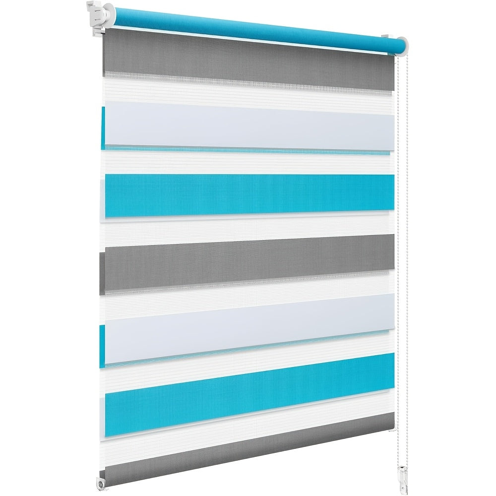1 unidad, persiana de doble rodillo, cortina de doble capa sin perforaciones, bloqueo de luz, a prueba de sol y aislante térmico, luz ajustable, adecuada para dormitorio, sala de estar, cocina, baño, oficina, estudio, balcón, decoración del hogar