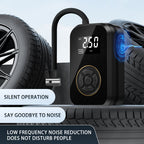 Inflador de neumáticos portátil inalámbrico de 120 vatios con pantalla digital para coche, compresor de aire para motocicleta, inflador de neumáticos inalámbrico portátil para coche con luz LED y adaptador de boquilla