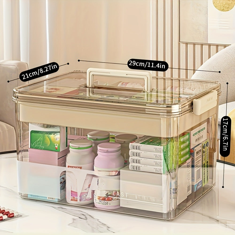 Organizador Médico de 3 Niveles - Caja de Almacenamiento de Medicina Familiar de Gran Capacidad con Cierre Seguro a Presión, Diseño Portátil Resistente para Hogar/Viajes/Oficina, Regalo Esencial Ideal para la Salud y la Seguridad