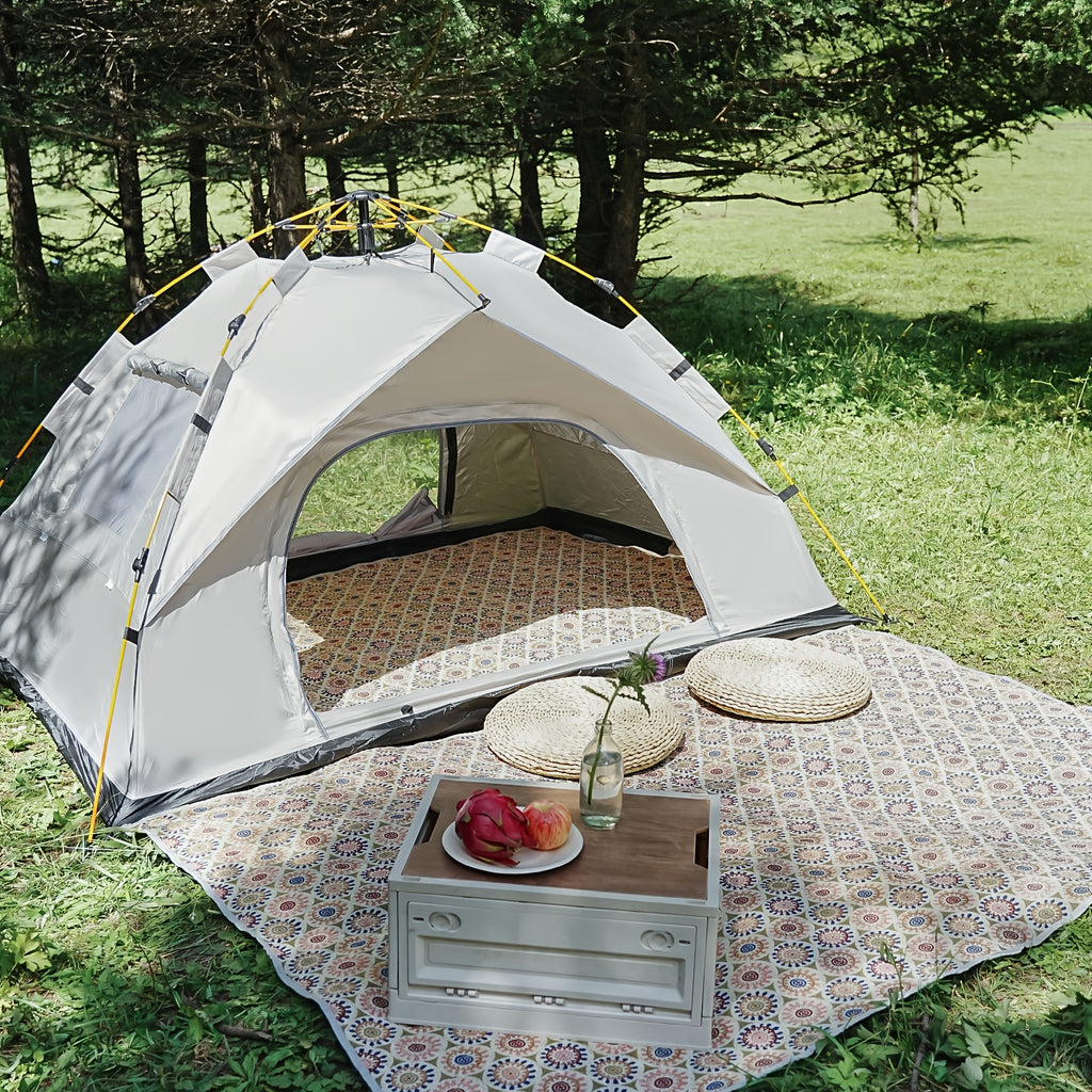 Tienda de campaña PAKICETUS Pop Up para 1/2/3 personas | Amplia, ligera, portátil, ideal para senderismo y camping al aire libre, color amarillo sólido, material de poliéster y fibra