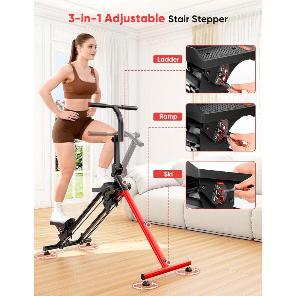 Esta versátil máquina de escalón ofrece funciones de esquí y escalada, es plegable para uso doméstico e incluye pedales anchos antideslizantes y manillares para mejorar la quema de grasa. Viene 90% preensamblada para una fácil configuración y se puede gua