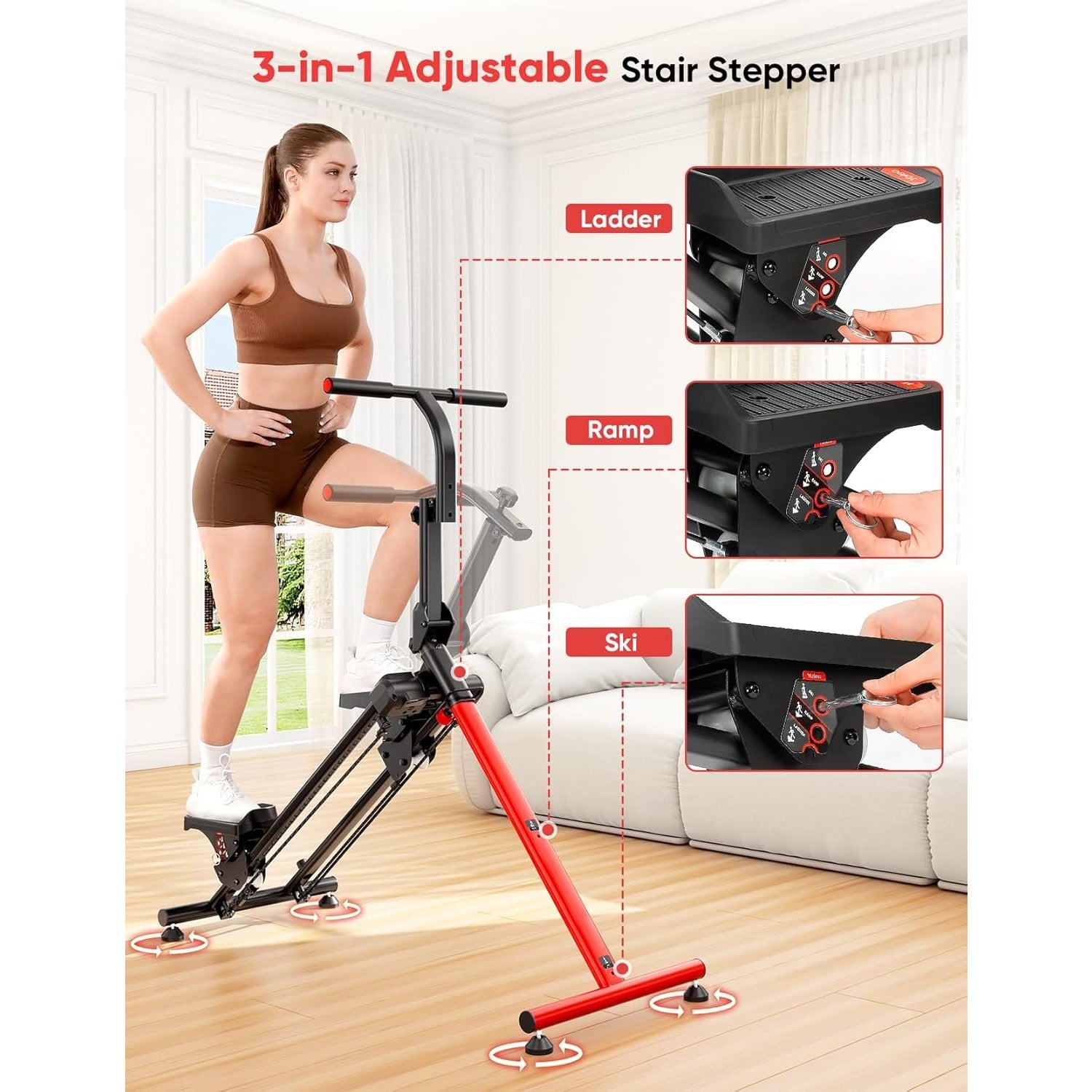 Esta versátil máquina de escalón ofrece funciones de esquí y escalada, es plegable para uso doméstico e incluye pedales anchos antideslizantes y manillares para mejorar la quema de grasa. Viene 90% preensamblada para una fácil configuración y se puede gua