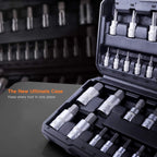 TAckLIFE Juego de 33 Piezas de Brocas Torx y Hexagonal 1/4", 3/8", 1/2" en Acero S2 y Cr-V con Estuche de Almacenamiento Duradero