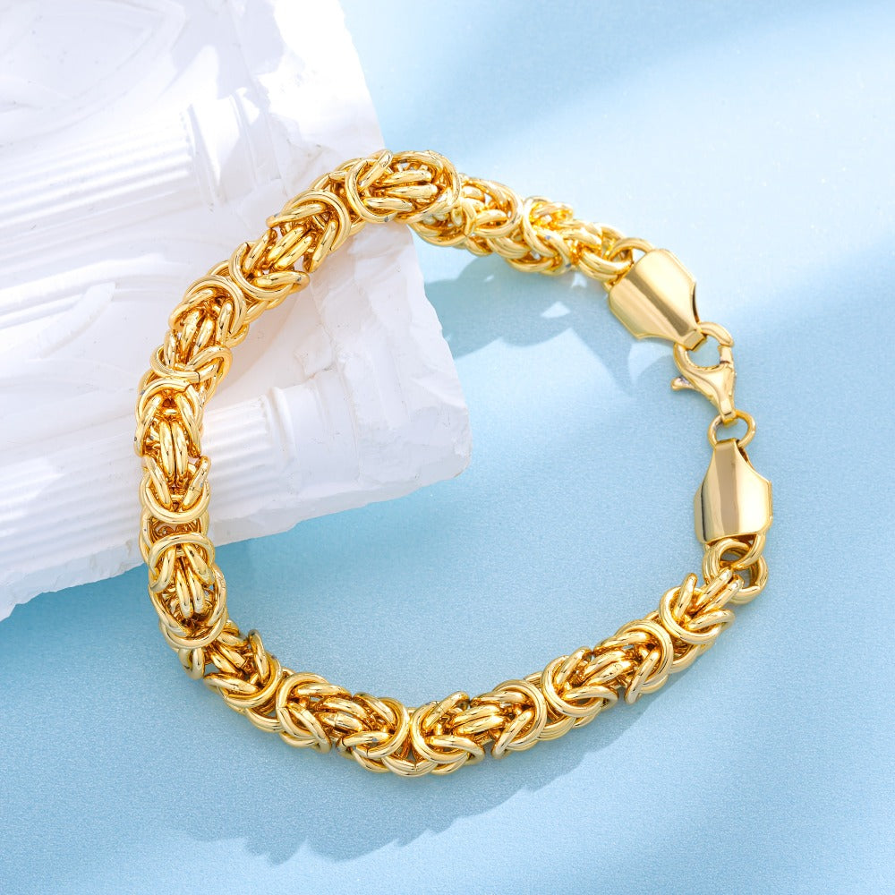 Pulsera de mujer con cuerda de hierba dorada, 925 plata de ley, estilo elegante para las fiestas, regalo perfecto para damas, presentada en una hermosa caja de regalo