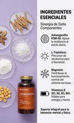 Ashwagandha + Triptófano Complex 7 en 1 | 120 Cápsulas Veganas | Magnesio, Vitaminas B1, B2, B3 y B6 | Fabricado en España y con Calidad Certificada | San Pro