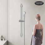 Barra de ducha sin clavos, barra de ducha de acero inoxidable, barra de ducha de 66 cm, barra de ducha de acero inoxidable de altura ajustable, barra de ducha moderna con soporte giratorio de 360° para cabezales de ducha para baños, duchas, hoteles, hogar