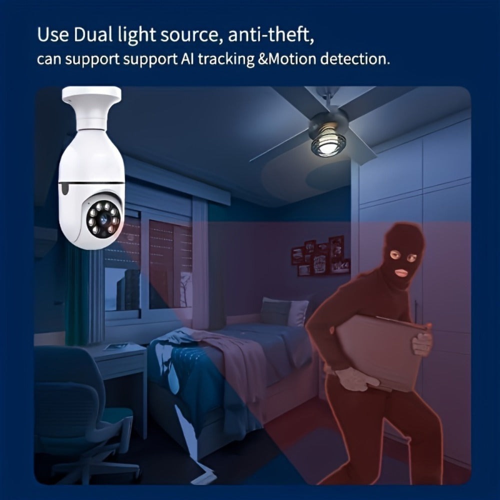 2pcs/4pcs Cámaras de Seguridad con Bombilla Controladas por la App Ease Life - Wifi Inalámbrico Interior Exterior (5Ghz), Vista de 360°, Casquillo E27, FHD 1080P, Visión Nocturna a Todo Color, Detección de Movimiento para la Seguridad del Hogar