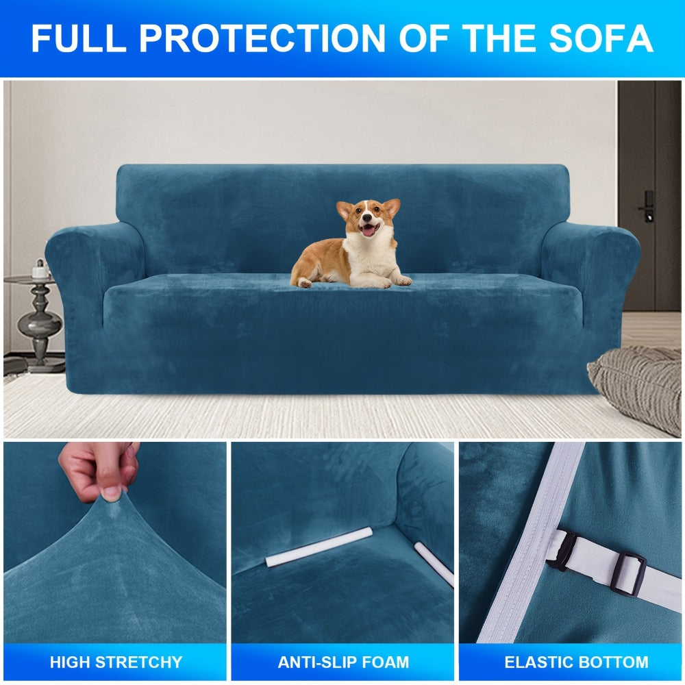 Fundas para Sofá de Terciopelo Ystyle, Funda para Sofá de 3 Plazas con Apoyabrazos, Funda Antirrayaduras para Gatos, Funda Elástica para Sofá, Funda Universally Lavable y Antideslizante, Gris
