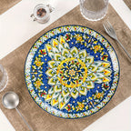 Juego de 6 platos llanos de cena SIMI estilo bohemio de porcelana, juego de platos de desayuno aptos para lavavajillas y microondas