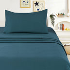 Juego de Sábanas Ligero Suave Fresca 4 Piezas para Cama de 90/105/135/150 cm – 100%Microfibra – Incluye Sábana Bajera Ajustable con borde elástico de 25 cm de profundidad, Sábana Encimera y 2 Fundas de Almohada – Suave, Transpirable y Confortable
