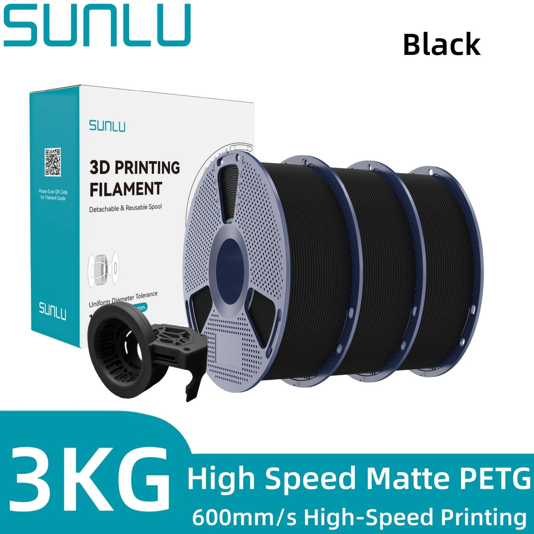 SUNLU Filamento PETG de Alta Velocidad, Filamento PETG para Impresión 3D, Menos Desprendimientos, Buena Adhesión de Capas, Alta Resistencia a la Tracción, Soporte para Impresión de Alta Velocidad de 50-600 mm/s, 3kg (6.6lbs)