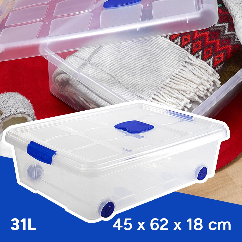 Caja Almacenamiento plástico para Guardar y Ordenar Juguetes, Libros, Documentos, Ropa, Mantas. Cierre Hermético, Gran Capacidad y Resistencia - Dekohome