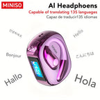 Auriculares Bluetooth | Miniso MS193 Auriculares de Traducción AI: Pantalla Táctil LED, 40 Horas de Batería, Sonido HD de Alta Fidelidad, Modo
