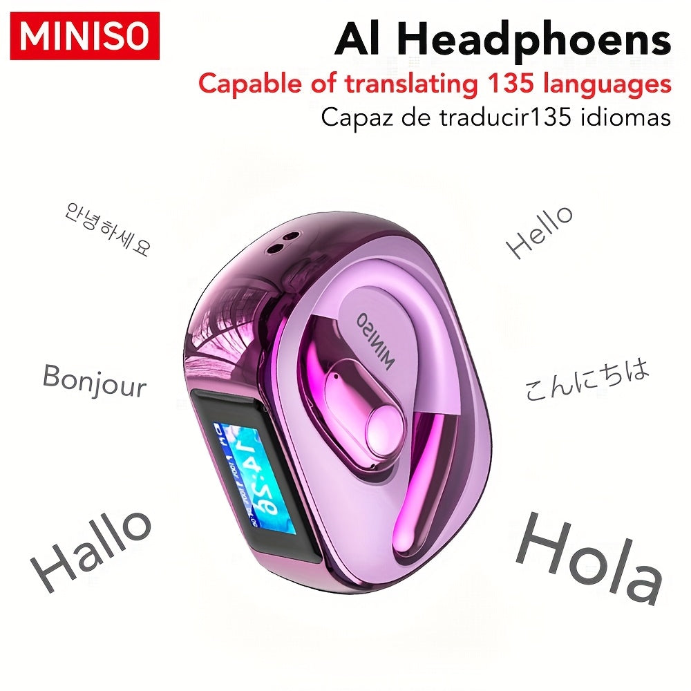 Auriculares Bluetooth | Miniso MS193 Auriculares de Traducción AI: Pantalla Táctil LED, 40 Horas de Batería, Sonido HD de Alta Fidelidad, Modo