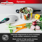 Magefesa DYNAMIC - Juego de Olla Express Rápida + Cestillo, Acero Inoxidable 18/10, Eficiencia Energética, Todo Tipo de Cocinas, Inducción