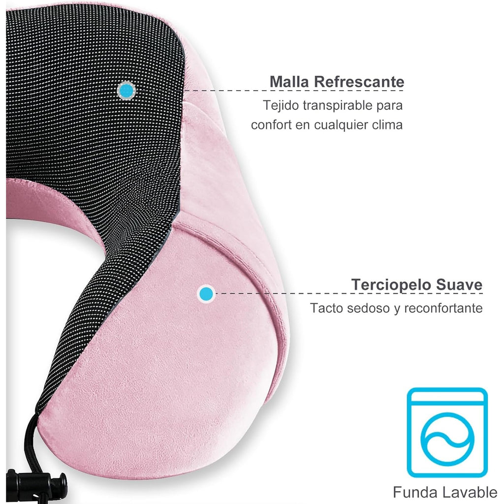 Una Almohada Cervical Ergonómica en Forma de U con Bolsa de Almacenamiento, Espuma de Memoria con Tecnología de Rebote Lento, Funda Lavable a Máquina, Ligera y Portátil para Avión, Oficina y Hogar, Apoya Cuello y Cabeza, Ideal para Siestas, Lectura y Ver