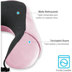 Una Almohada Cervical Ergonómica en Forma de U con Bolsa de Almacenamiento, Espuma de Memoria con Tecnología de Rebote Lento, Funda Lavable a Máquina, Ligera y Portátil para Avión, Oficina y Hogar, Apoya Cuello y Cabeza, Ideal para Siestas, Lectura y Ver