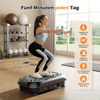 Plataforma de vibración inteligente con ajuste de 99 posiciones, masaje electromagnético y almohadilla Shiatsu para pies | Música USB, banda de resistencia | Plataforma de adelgazamiento silenciosa para pérdida de peso, escultura muscular, entrenamientos