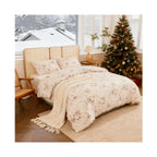 Juego de cama 4 piezas con funda elástica, (Funda de Edredón + Funda Protectora de Colchón + 1/2 Fundas de Almohada), Juego de Funda de Edredón 3-4 Piezas Estilo Nórdico de Color Sólido/Estampado, Ajustable para Camas de 90/105/135/150/180 cm, Regalo Navi