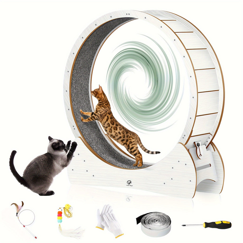Rueda de ejercicio de madera para gatos de madera | Interior, actividad y bienestar felino