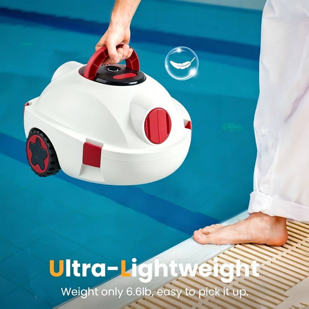 INSE Y10 Limpiador de Piscina Automático Inalámbrico - Seguro para Natación Familiar (Niños y Adultos), Cesta de Filtro de Gran Capacidad de 4.2L, IPX8, Succión de 21Kpa, Apto para Piscinas de 2.5M o Más Profundas, Autoparking, Imprescindible para la Limp