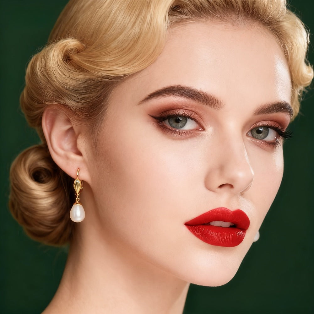 Un par de aretes de plata 925 para dama, con cierre en forma de D bañado en oro de 18k, elegantes y lujosos, adecuados para uso diario o banquetes nocturnos, regalo del Día de la Madre, empaquetados en caja de regalo