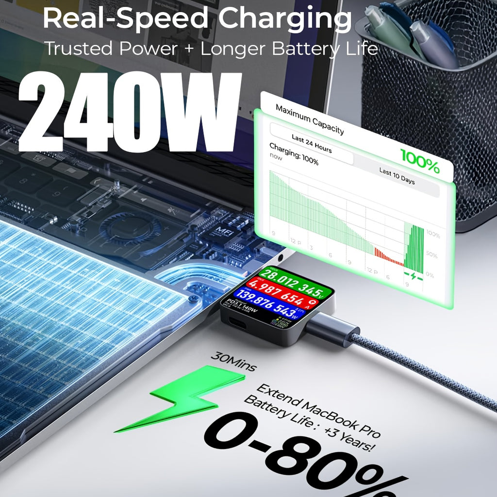 Cables USB-C de carga rápida 240W para móvil tableta y portátil | 240W