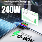 Cables USB-C de carga rápida 240W para móvil tableta y portátil | 240W