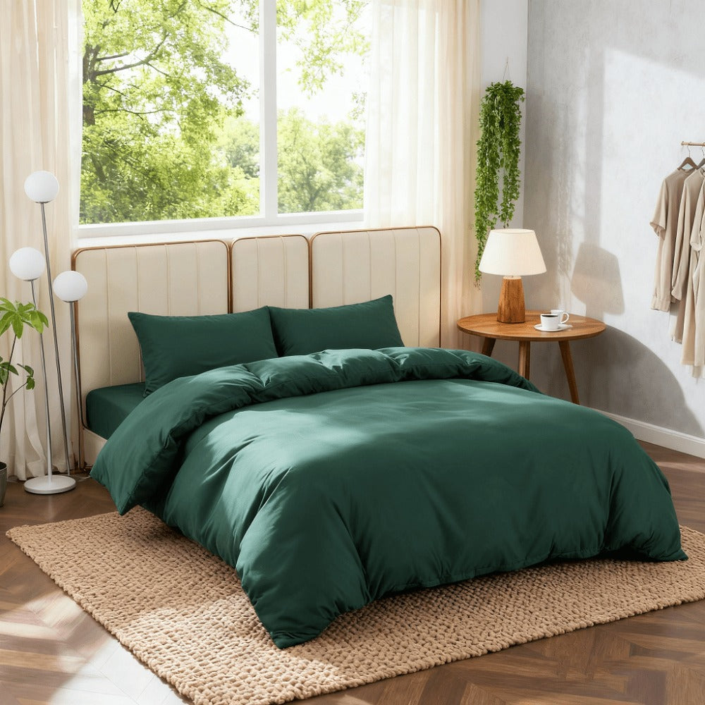 Juego de funda nórdica para cama 90-180 | Poliéster microfibra Incluye 1 funda de edredón y 1 funda de almohada (50×75 cm). Diseño liso, elegante y versátil. La funda de edredón puede utilizarse como colcha o sábana