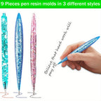 Set de 84 Moldes de Silicona para Crear Plumas de Resina Epoxi - Incluye Recambios de Tinta para Bolígrafos, Moldes para Bolígrafos de Bola y Moldes de Fundición de Resina para Manualidades, Fabricación de Plumas Artísticas y Diseño de Joyas