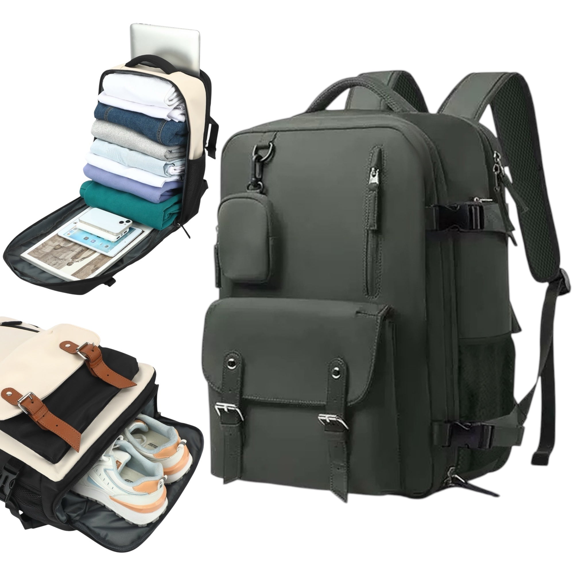 Mochila de Viaje para Cabina de Avion 43x30x18 para Vuelo Barato, Equipaje de Mano y Espaciosa con Compartimento para Zapatos y Mochila Antirrobo Multifuncional para Viajes (266)