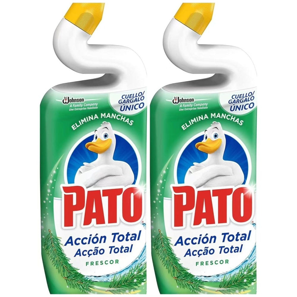 Pato WC Frescor total- Limpiador Quitamanchas para Inodoro 2 Unidades*750 ml-Pato WC Acción Total limpiador para inodoro Oceano, limpia y perfuma 2 Unidades*750 ml