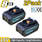 Paquete de 1/2/4/6/8 Batería BL1850B de 8.0Ah + Cargador DC18RC de 3A para baterías Makita de 18V 14.4V-18V BL1850 BL1830 BL1860 BL1840 y cargador DC18RD DC18RC DC18SF DC18RCT DC18RF, solo cargador o solo batería