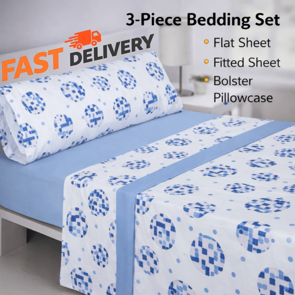 Juego de sábanas de verano de 3 piezas, diseños estampados de microfibra suave al tacto para todo tipo de camas con funda de almohada a juego para uso diario en el hogar, hoteles, invitados y residencias (Sábana ajustable, Sábana encimera / Sábana lisa y