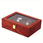 Reloj de joyería, caja de exhibición de madera, caja de almacenamiento de 10 ranuras, grano de roble, regalo.