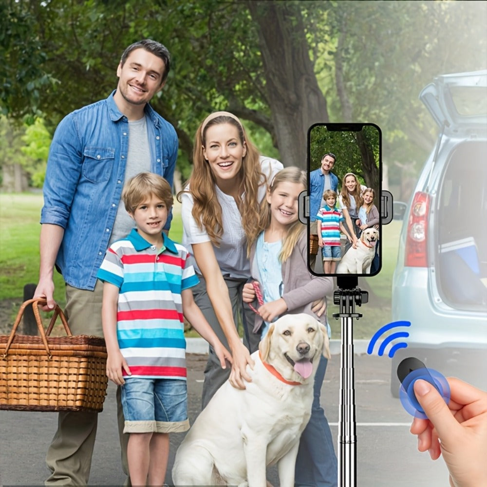Palo Selfie Retráctil Profesional de 101.6 cm, Trípode de Suelo para Transmisiones en Vivo, con Control Remoto Inalámbrico, Rotación de 360°, Diseño Estable Anti-vibración. Ideal para Vlogs de Viajes y Exteriores para Transmisiones en Vivo. Compatible con