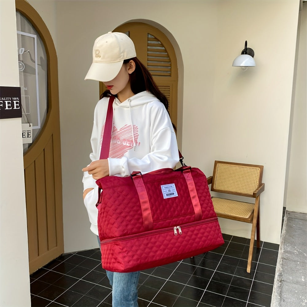 Set de Bolso Duffel de Viaje, Bolso de Fin de Semana para Mujer con Bolso de Hombro, Bolso de Mano de Noche con Compartimento para Zapatos, Bolso de Gimnasio para Yoga con Bolsa para Zapatos con Bolsillo Húmedo, Bolso de Hospital para el Trabajo de Parto