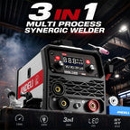 ANDELI 135Amp Máquina de Soldar MIG Flux Mig/Lift Tig/Stick 3-En-1 230V Portátil Sin Gas Multiproceso Soldadora Pantalla Digital LED Máquina de Soldar Inversor IGBT con Soplete Tig