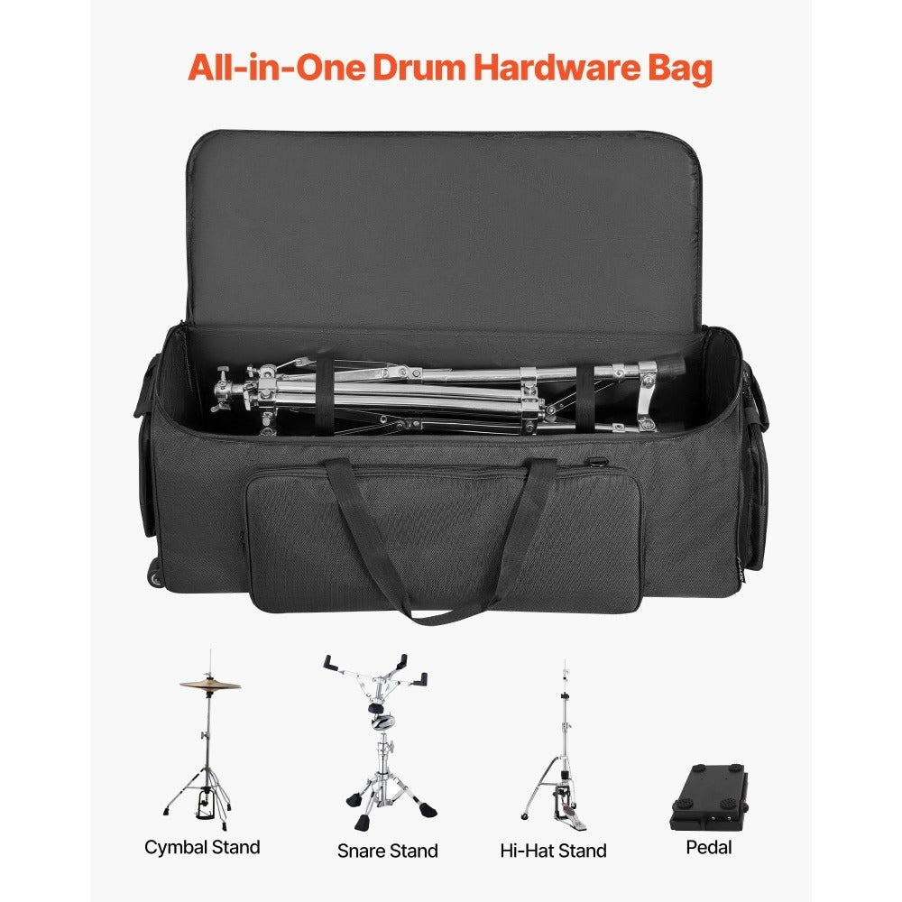 Bolsa para herrajes de batería VEVOR con ruedas, 1680D, bolsa de transporte para equipo de batería, estuche de transporte con asa resistente, cremallera duradera, ruedas de PVC suaves, múltiples bolsillos, para herrajes y accesorios de soporte, negro