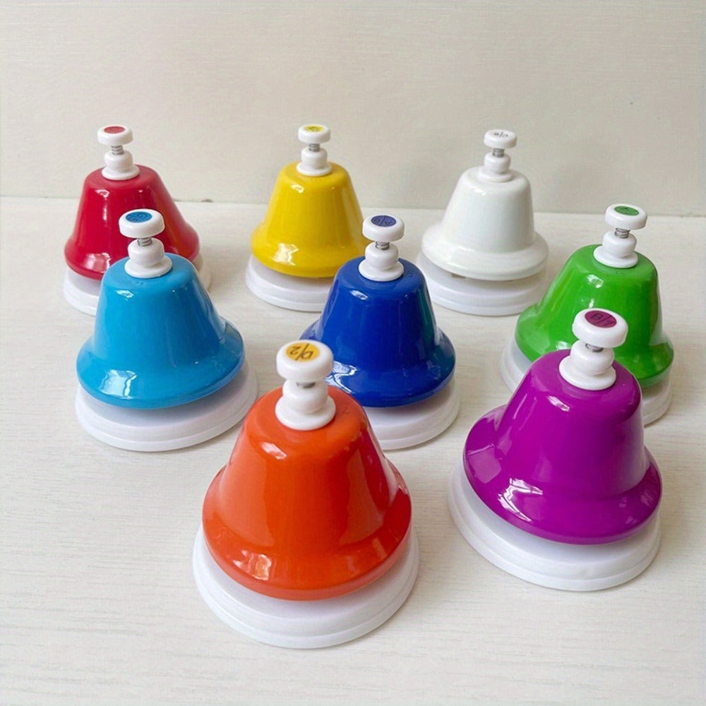 Campana de 8 Tonos C D E F G A B C con Colores Brillantes, Fácil de Tocar para el Desarrollo Musical y la Inteligencia - 8X Presión Manual