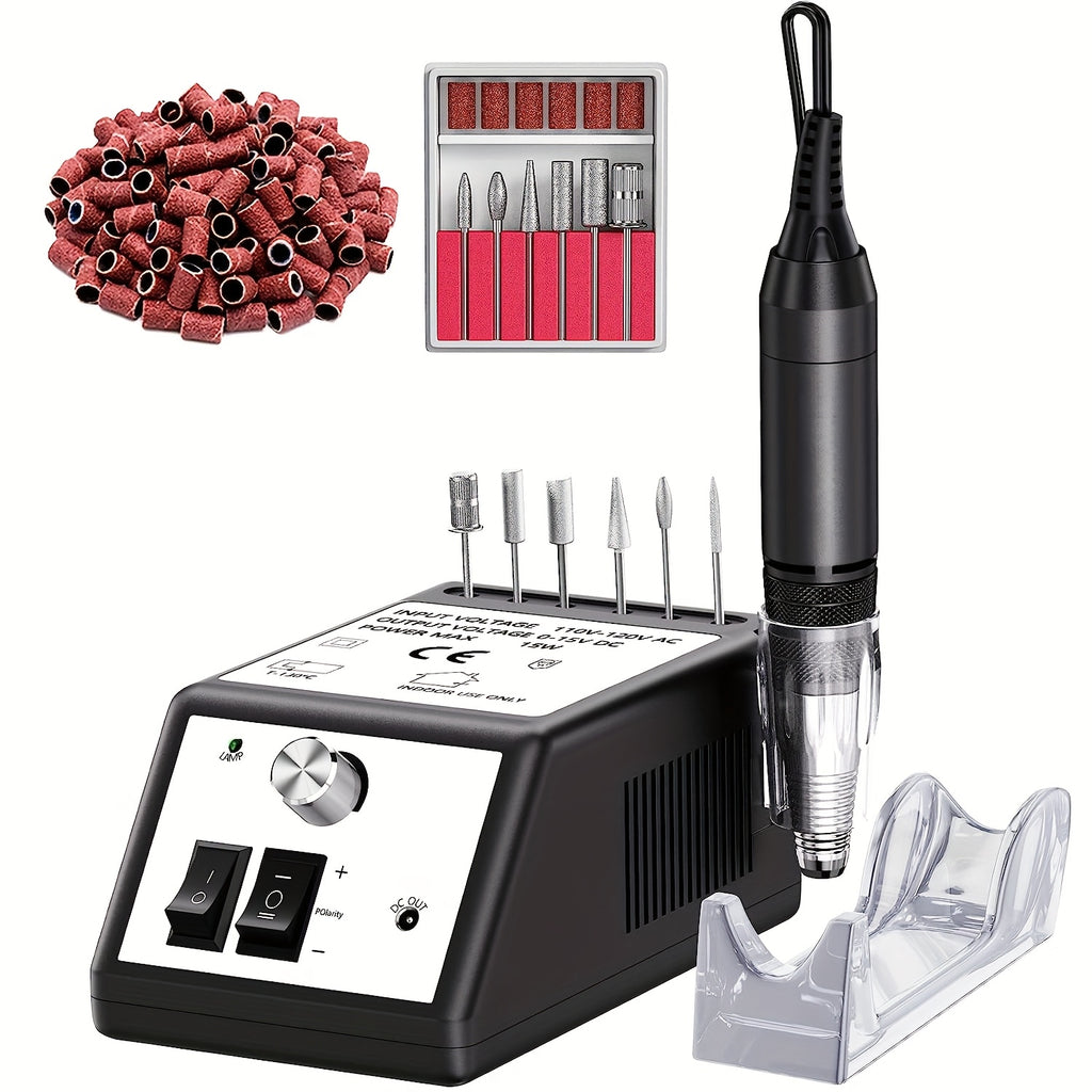 Todoenuno para máquina de esmalte de uñas con 6 tipos de brocas y mango de aleación de aluminio, hasta 30,000 RPM, el mejor socio para pulir, lijar, quitar esmalte de uñas y otras operaciones