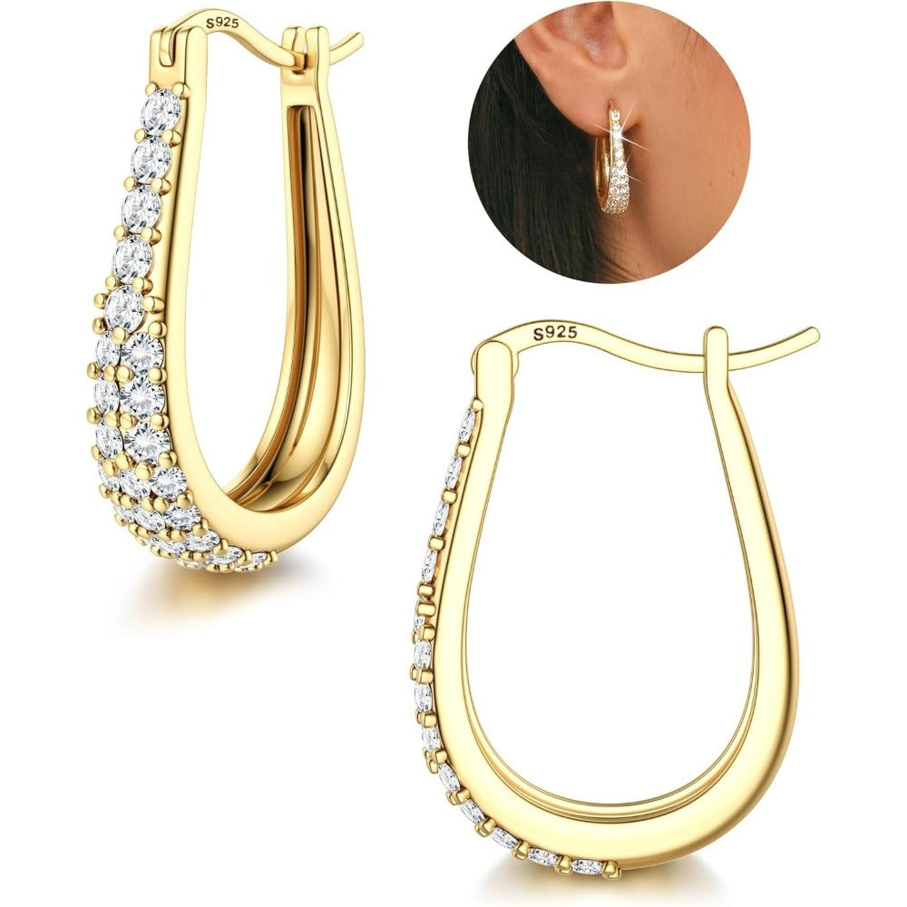 Pendientes de aro huggie de plata 925 para mujer, hipoalergénicos, dorados, listos para fiesta y para regalar, incluye caja de regalo prémium