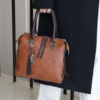 Conjunto de 4 piezas de bolsos para mujer, moderno y versátil, incluye bolso tote retro, bolso cruzado de hombro, bolso de mano, billetera, bolso tote grande de PU con cera de aceite, borlas, ideal para el día a día, viajes y como regalo