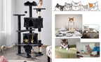 Costoffs Poste para Rascar de Gatos de 138 cm, Árbol Resistente con Pelota de Juego y Cueva para Gatos, Torre de Rascado y Escalada para Gatos, Casa para Gatos