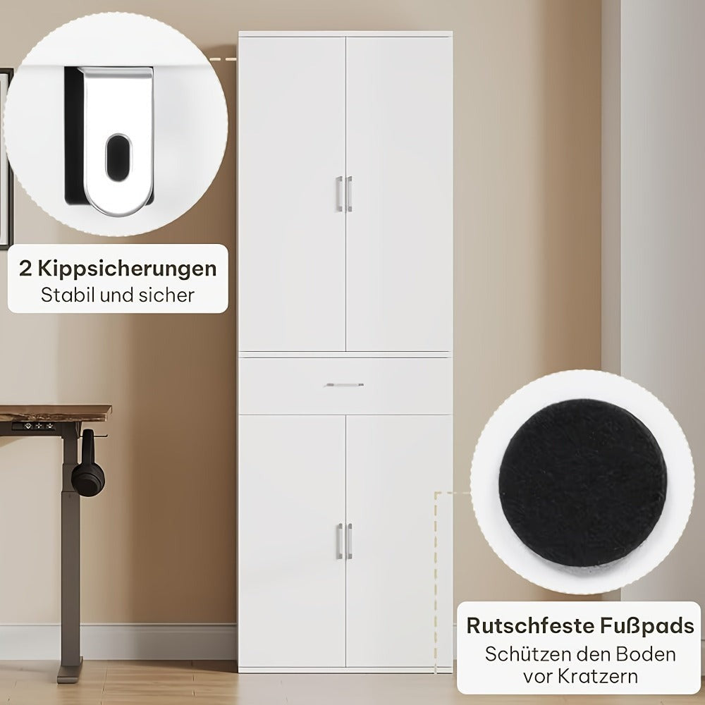 1pc Archivador Vertical, Gabinete con Puertas de Cajones, Gabinete de Almacenamiento Multifuncional, Gabinete de Oficina, Armario, Gabinete Alto, Blanco