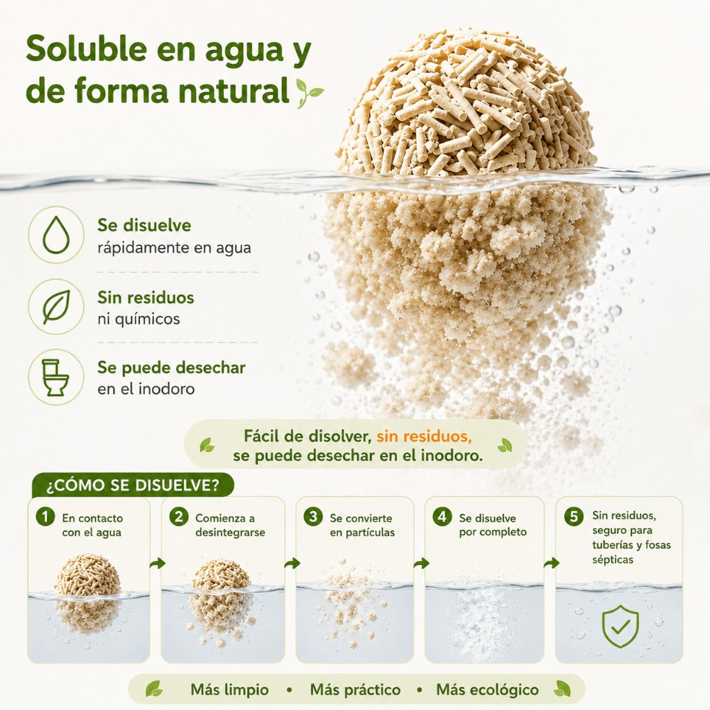 Arena de Tofu para Gatos 6L x 4 Bolsas – Ultra Aglomerante, Sin Polvo, Control de Olores, Absorbente y Segura para Gatitos
